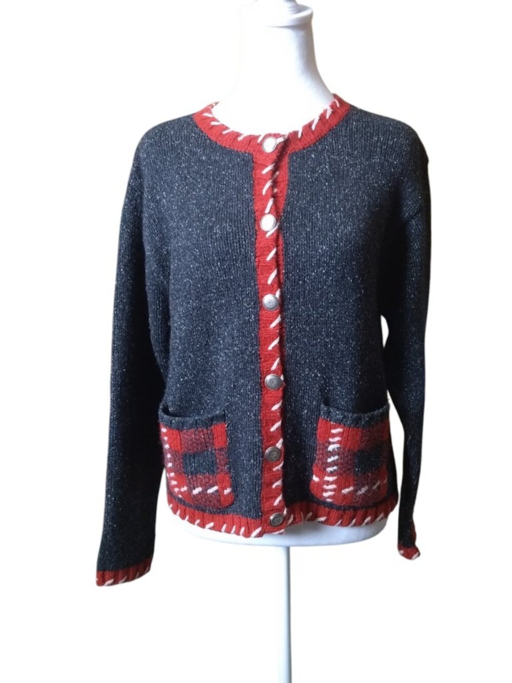 Nomadic Traders Silk Angora Blend Button Front Cardigan With Patch Pockets